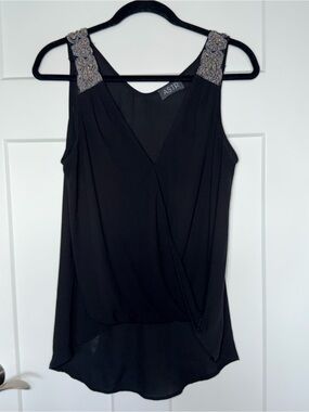 Astr Beaded Strap Surplice Tank